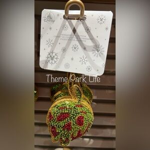 Disney Parks Snow White Evil Queen Poison Apple Beaded Plush Christmas Ornament